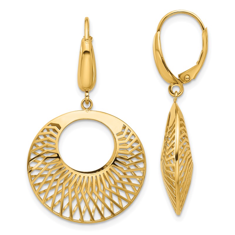 14K Polished Hollow Dangle Earrings