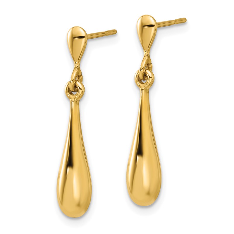14K Polished Teardrop Post Dangle Earrings
