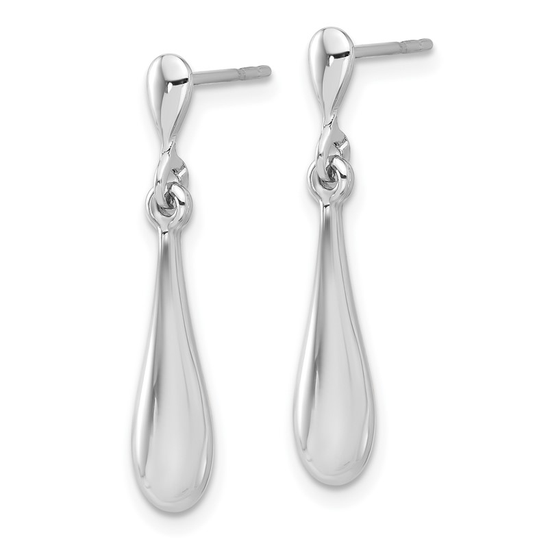 14K White Gold Polished Teardrop Post Dangle Earrings
