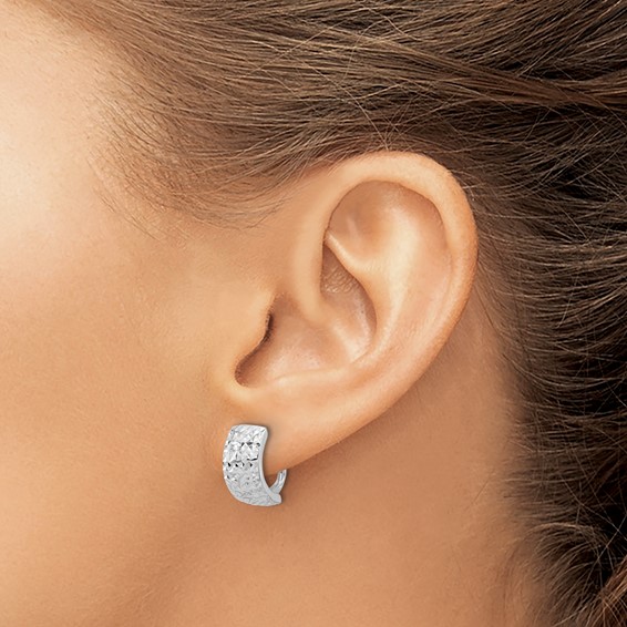 Leslie's Gold Polished and Diamond-cut Hinged Hoop Earrings