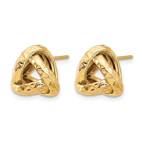 Leslie's 14K Polished and Diamond-cut Triangle Love Knot Post Earrings