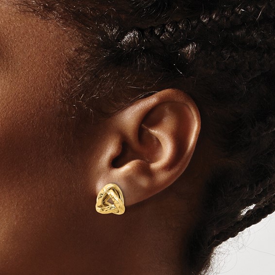 Leslie's 14K Polished and Diamond-cut Triangle Love Knot Post Earrings