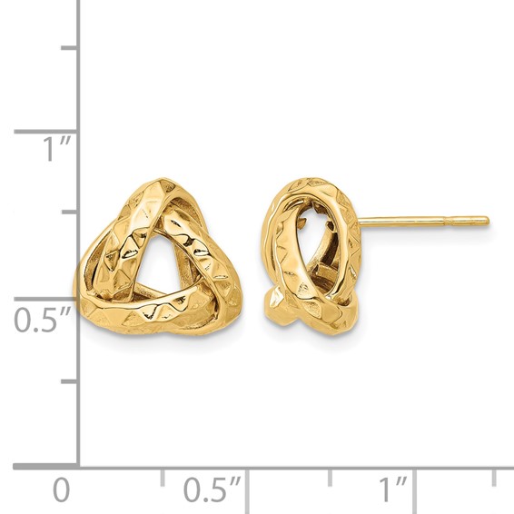Leslie's 14K Polished and Diamond-cut Triangle Love Knot Post Earrings