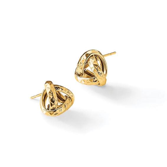 Leslie's 14K Polished and Diamond-cut Triangle Love Knot Post Earrings