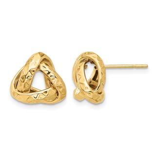 Leslie's 14K Polished and Diamond-cut Triangle Love Knot Post Earrings
