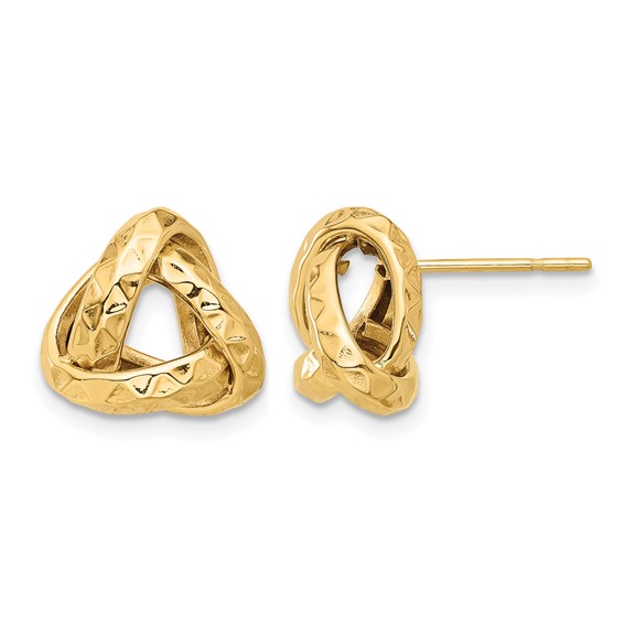Leslie's 14K Polished and Diamond-cut Triangle Love Knot Post Earrings