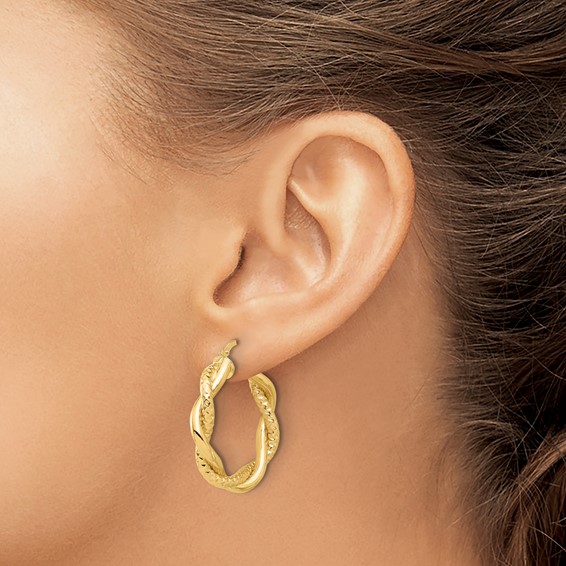 Leslie's Gold Polished and Twisted Hoop Earrings