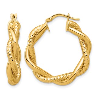 Leslie's Gold Polished and Twisted Hoop Earrings