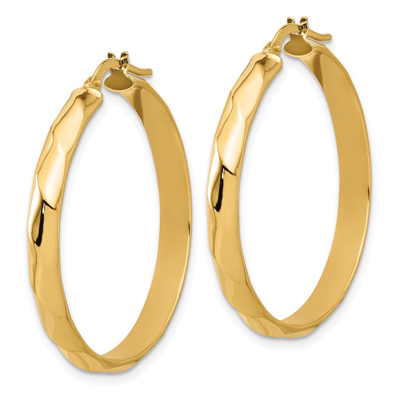 14K Polished Twisted Round Hoop Earrings