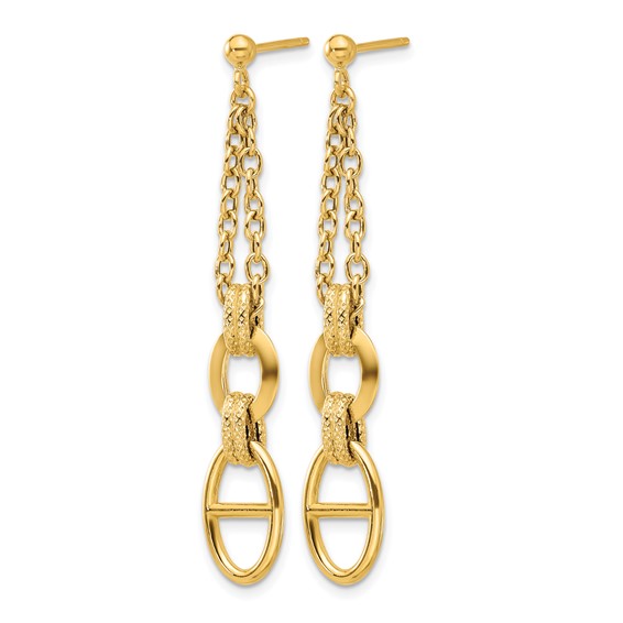 Leslie's 14K Polished and Textured Dangle Post Earrings