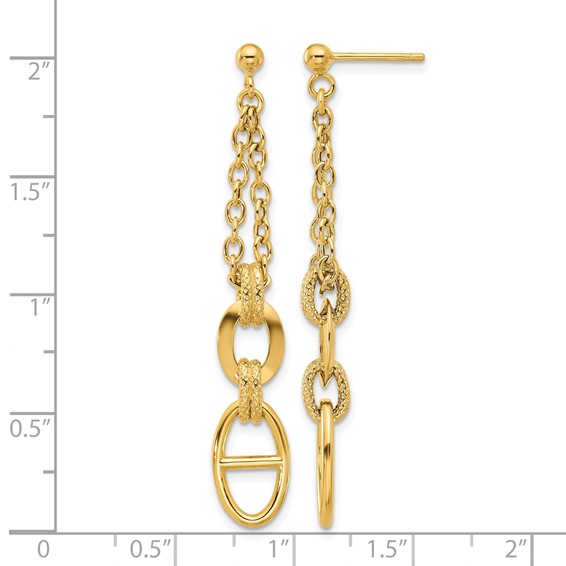 Leslie's 14K Polished and Textured Dangle Post Earrings
