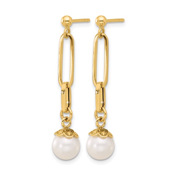 Leslie's 14K Polished Freshwater Cultured Pearl Post Dangle Earrings