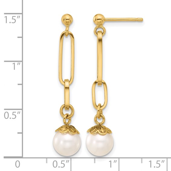 Leslie's 14K Polished Freshwater Cultured Pearl Post Dangle Earrings