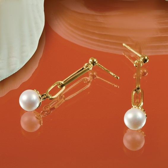 Leslie's 14K Polished Freshwater Cultured Pearl Post Dangle Earrings