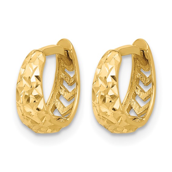 Leslie's 14K Polished and Diamond-cut Huggie Hoop Earrings