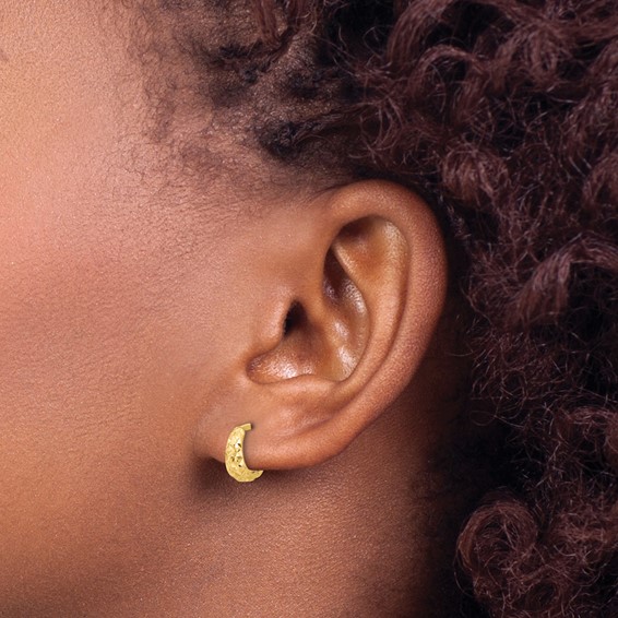 Leslie's 14K Polished and Diamond-cut Huggie Hoop Earrings