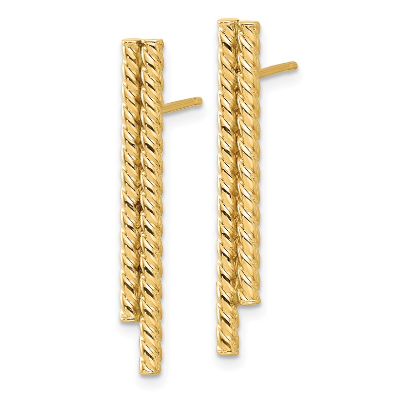 14K Polished Twisted Bar Post Earrings