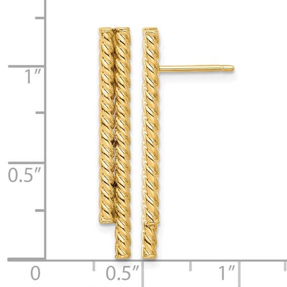 Leslie's 14K Polished Twisted Bar Post Earrings