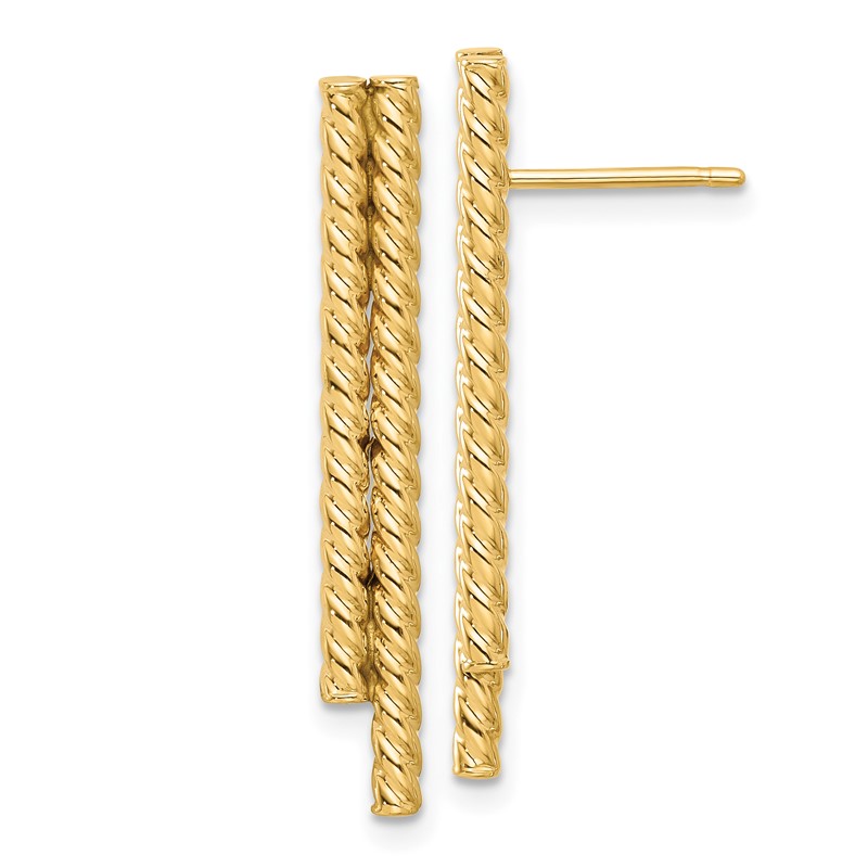 14K Polished Twisted Bar Post Earrings
