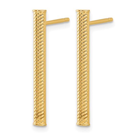 Leslie's 14K Polished and Textured Bar Post Earrings