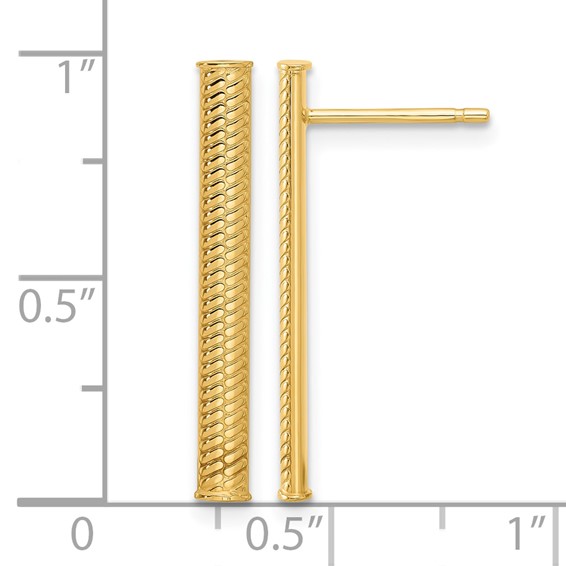 Leslie's 14K Polished and Textured Bar Post Earrings