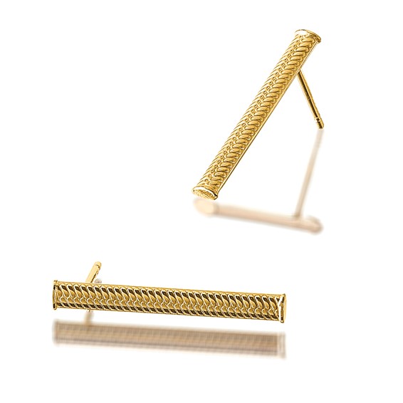 Leslie's 14K Polished and Textured Bar Post Earrings