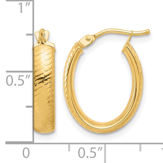 Leslie's 14K Polished and Textured Oval Hoop Earrings