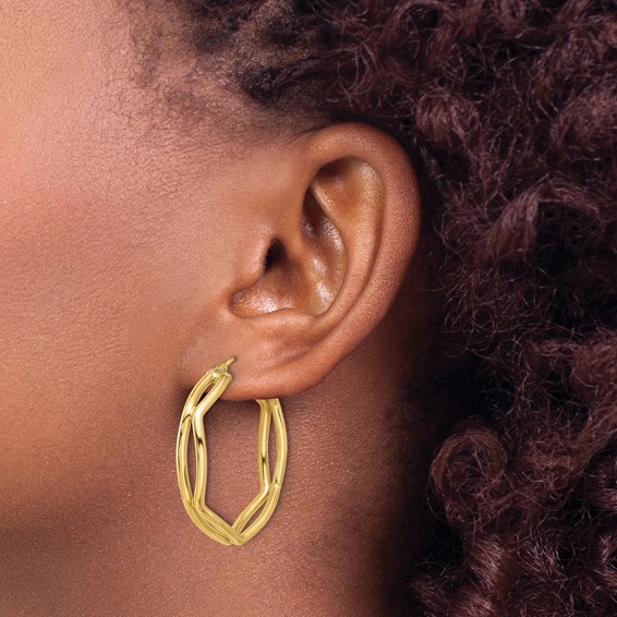 Leslie's 14K Polished Geometric Hoop Earrings