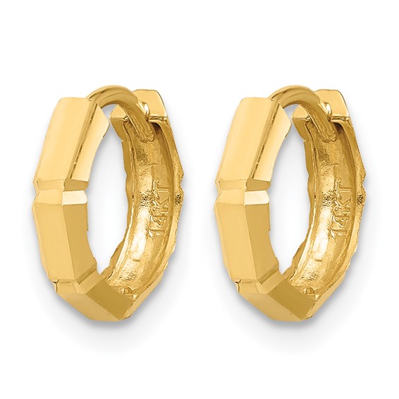 Leslie's Gold Polished and Grooved Hinged Hoop Earrings