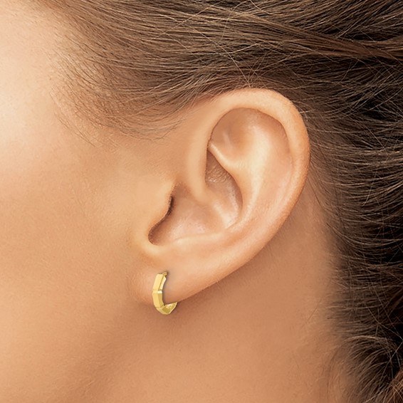 Leslie's Gold Polished and Grooved Hinged Hoop Earrings