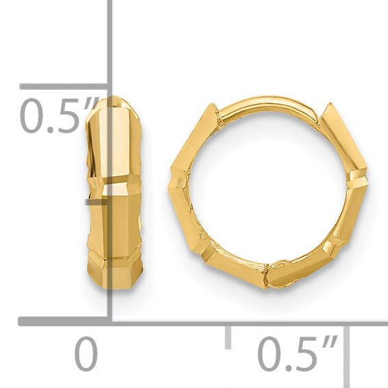 Leslie's Gold Polished and Grooved Hinged Hoop Earrings