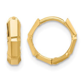 Leslie's Gold Polished and Grooved Hinged Hoop Earrings