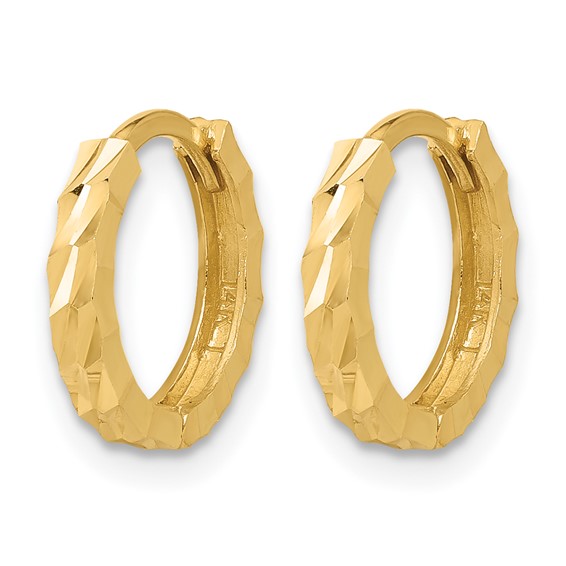 Leslie's Gold Polished and Diamond-cut Hinged Hoop Earrings