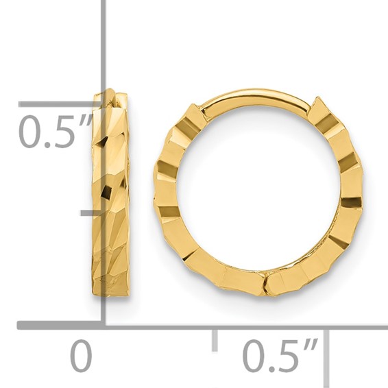 Leslie's Gold Polished and Diamond-cut Hinged Hoop Earrings