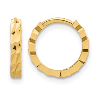 Leslie's Gold Polished and Diamond-cut Hinged Hoop Earrings