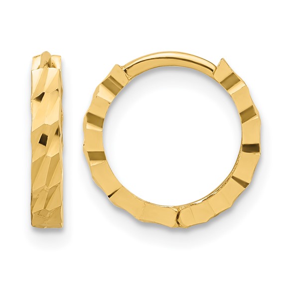 Leslie's Gold Polished and Diamond-cut Hinged Hoop Earrings