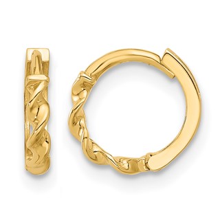 Leslie's Gold Polished and Twisted Hinged Hoop Earrings