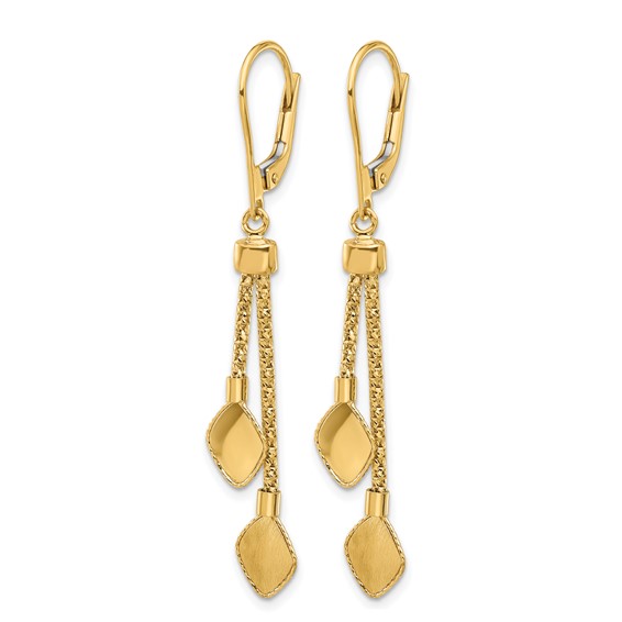 Leslie's 14K Polished and Brushed Dangle Leverback Earrings