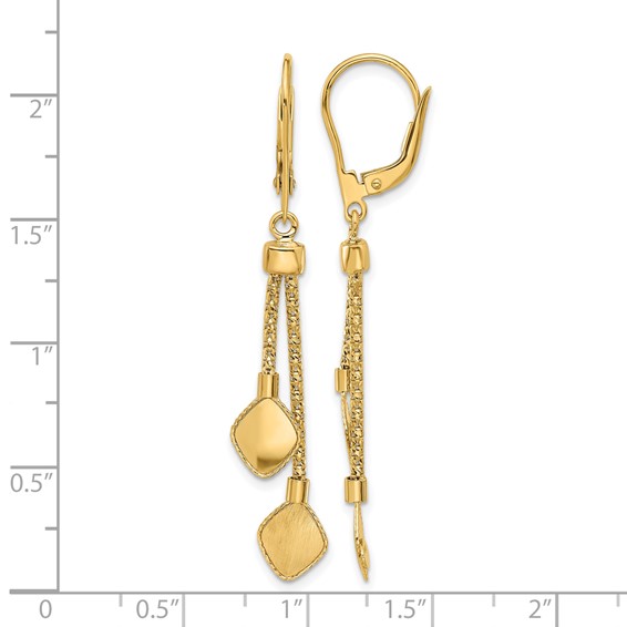 Leslie's 14K Polished and Brushed Dangle Leverback Earrings