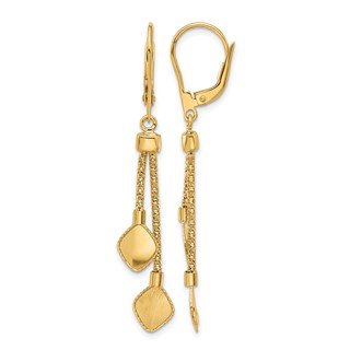 Leslie's 14K Polished and Brushed Dangle Leverback Earrings