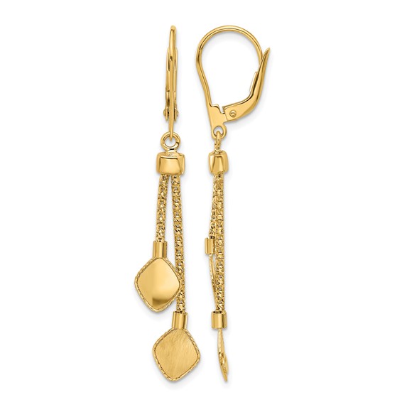 Leslie's 14K Polished and Brushed Dangle Leverback Earrings