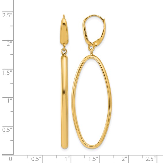 Leslie's 14K Polished Oval Dangle Leverback Earrings