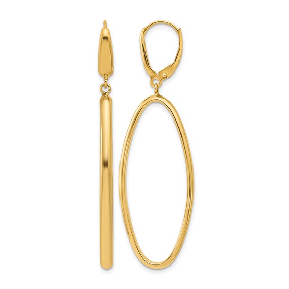 Leslie's 14K Polished Oval Dangle Leverback Earrings