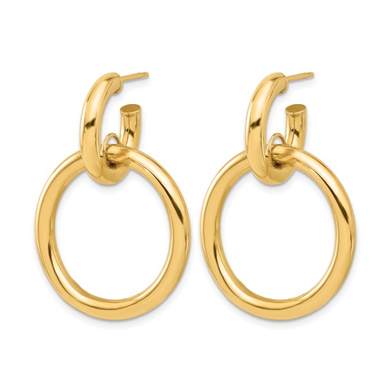 Leslie's 14K Polished Circle Dangle Hoop Post Earrings