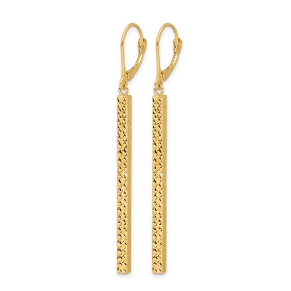 Leslie's 14K Polished and Diamond-cut Bar Dangle Leverback Earrings