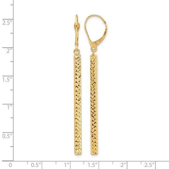 Leslie's 14K Polished and Diamond-cut Bar Dangle Leverback Earrings