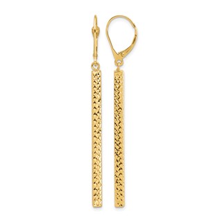 Leslie's 14K Polished and Diamond-cut Bar Dangle Leverback Earrings