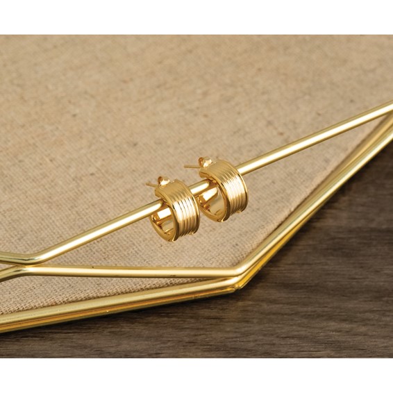 Leslie's Gold Polished and Grooved J-Hoop Earrings