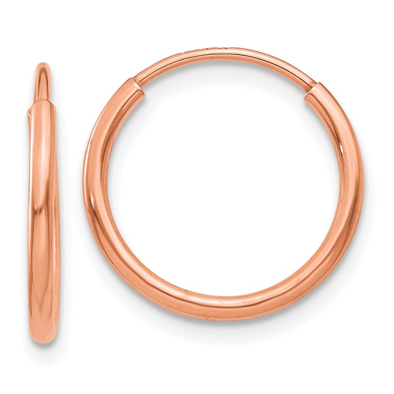 14k Rose Gold 1.00mm Polished Endless Hoop Earrings