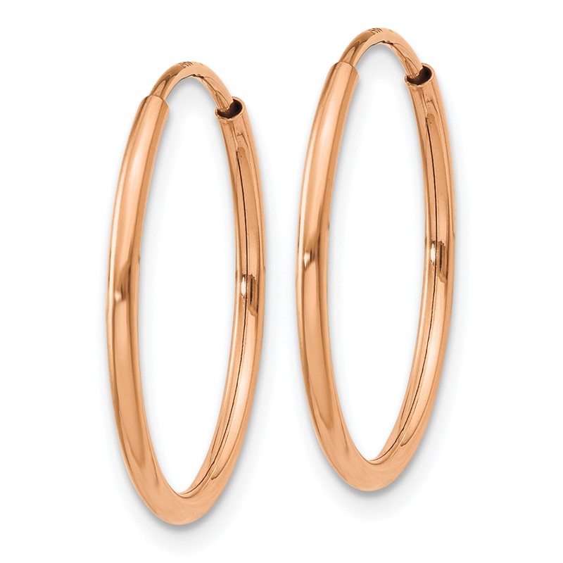 14k Rose Gold 1.00mm Polished Endless Hoop Earrings